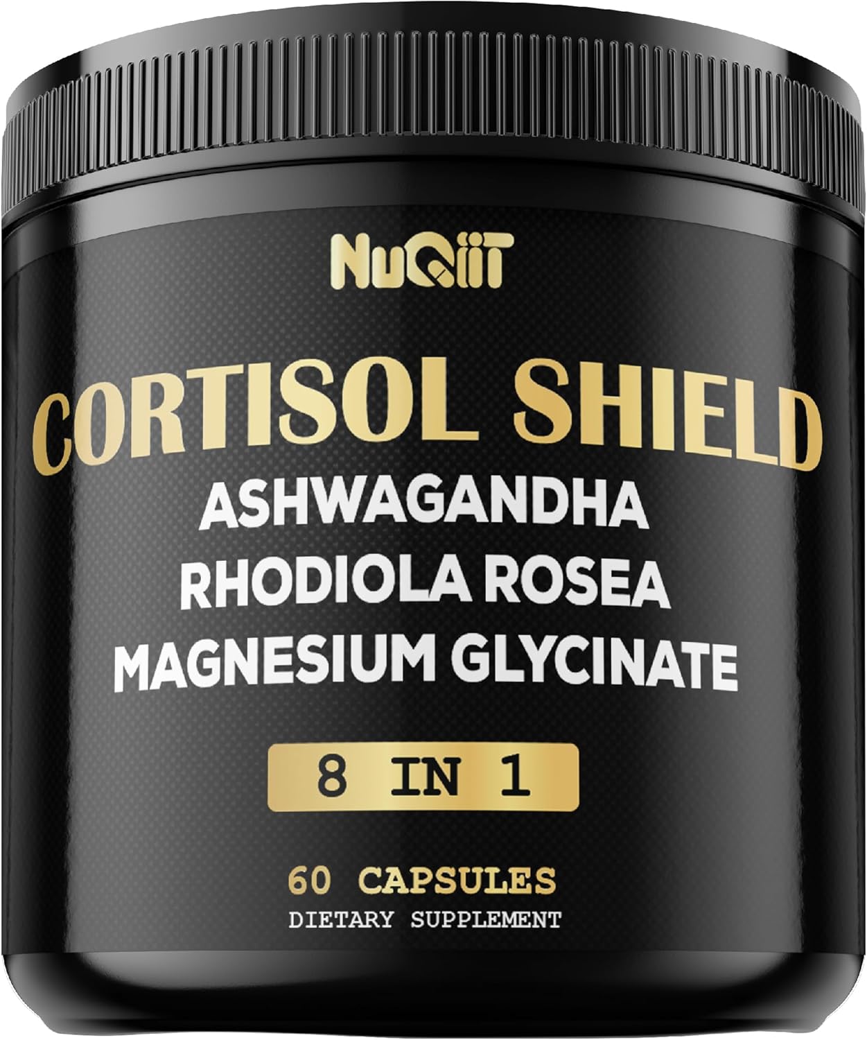 NUQIIT 8-in-1 Cortisol Shield Capsules with Ashwagandha, Magnesium, Rhodiola Rosea, and More for Mind and Mood Balance, Immune Support, and Restful Sleep - 60 Count
