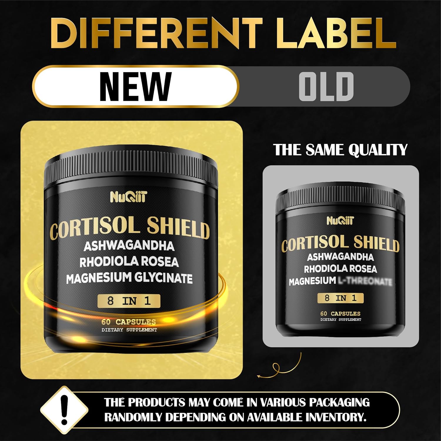 NUQIIT 8-in-1 Cortisol Shield Capsules with Ashwagandha, Magnesium, Rhodiola Rosea, and More for Mind and Mood Balance, Immune Support, and Restful Sleep - 60 Count