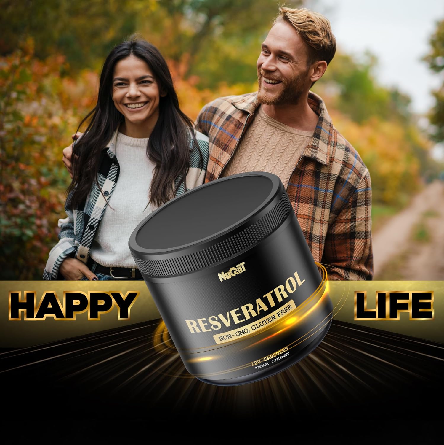 NUQIIT Trans Resveratrol 1000mg Supplement - Boost Immune System, Energy & Heart Health - 120 Vegan Capsules