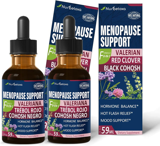 Nurbetoxa Black Cohosh Menopause Support Drops for Women, Natural Hormone Estrogens, 60-Day Strength | Hair, Skin & Nails Health, 4Fl Oz