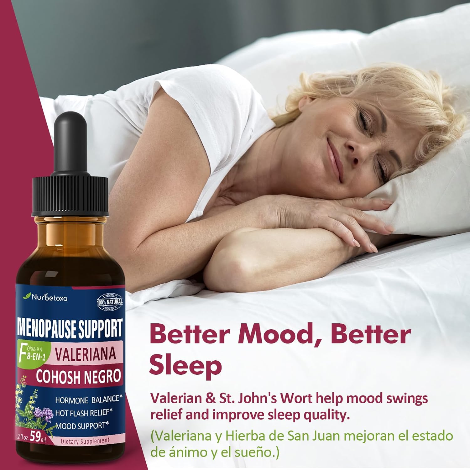 Nurbetoxa Black Cohosh Menopause Support Drops for Women, Natural Hormone Estrogens, 60-Day Strength | Hair, Skin & Nails Health, 4Fl Oz