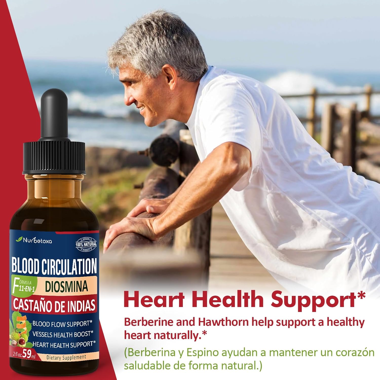 Nurbetoxa Horse Chestnut Extract Liquid Drops for Circulation & Heart Health - 2 oz Bottle