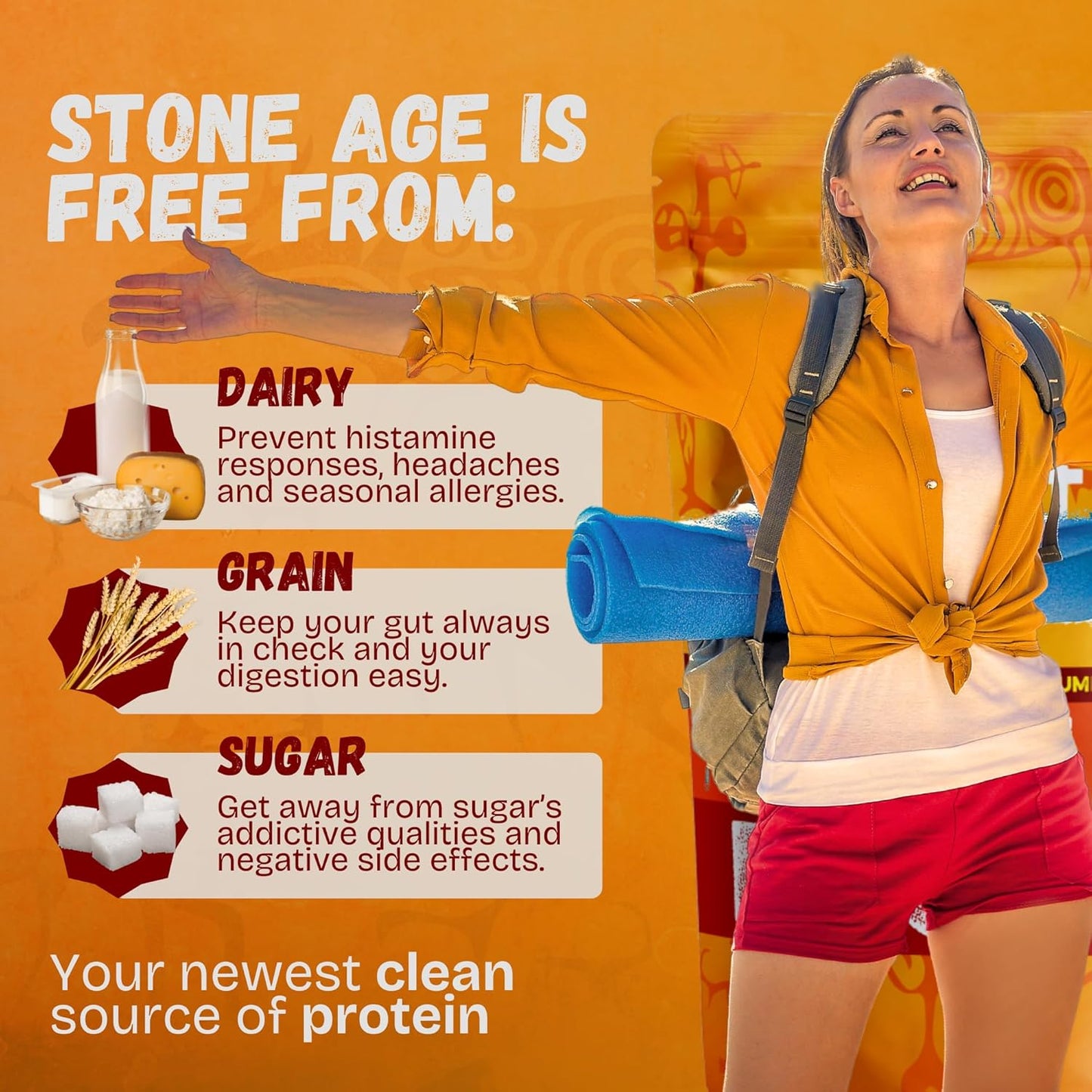 Nutra Farms Stone Age Protein Powder - Gluten-Free Egg White Protein - Dairy & Sugar Free - Chocolate Flavor - 2 lbs