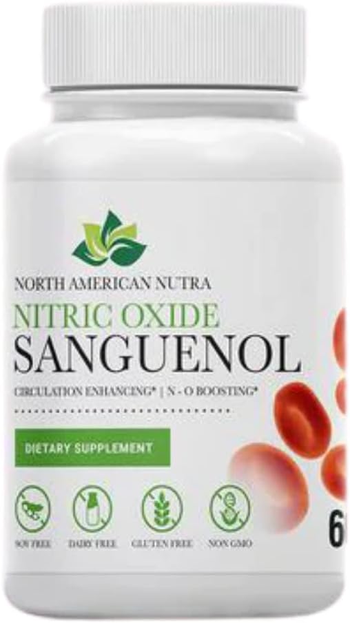 Nutra Nitric Oxide Sanguenol Supplement for Heart Health - 60 Count - L-Citrulline, Spectra, L-Glutathione, Resveratrol - Supports Circulation & Blood Pressure Boost