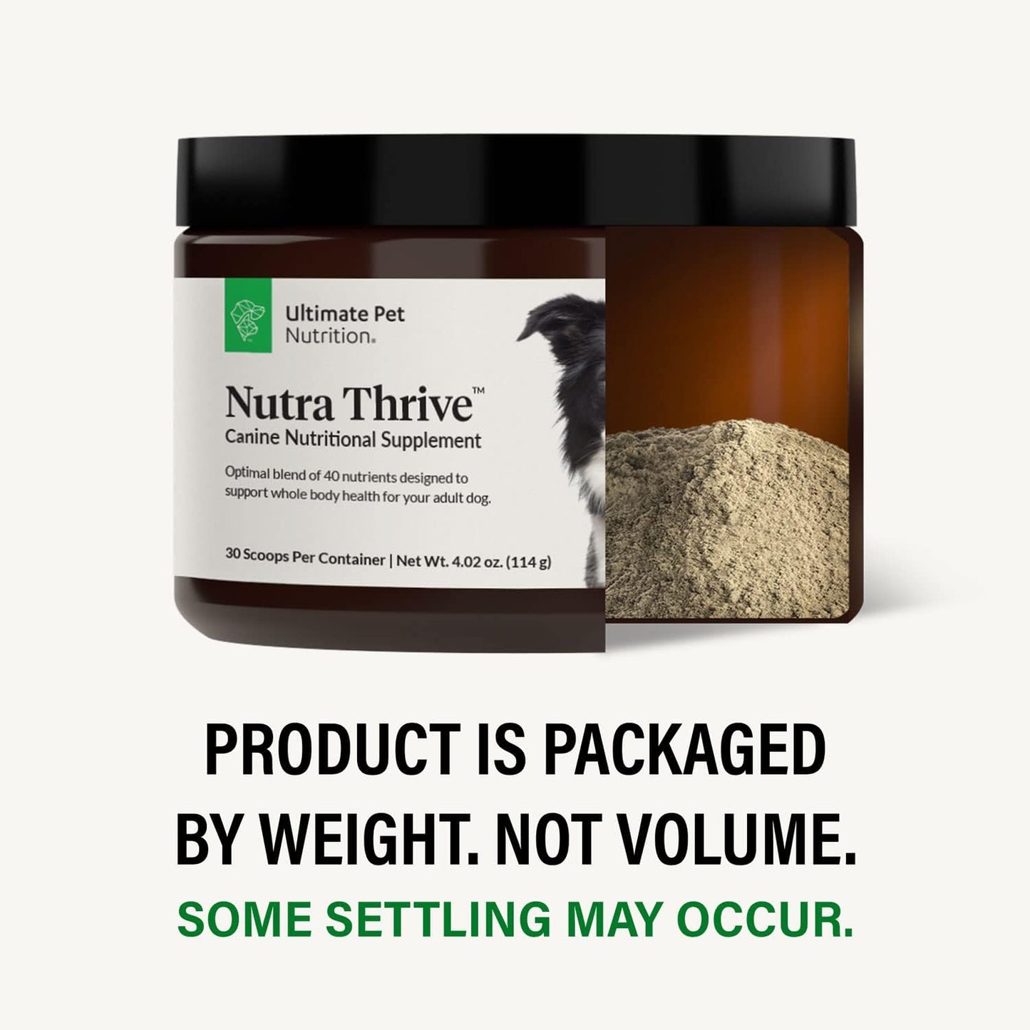 Nutra Thrive™ Canine 40 in 1 Nutritional Supplement for Dogs - Powder Supplement for Digestion, Immune Support - Vitamins, Minerals, Probiotics, Enzymes - 30 Servings