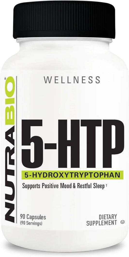 NutraBio 5-HTP 200mg Capsules - Promotes Healthy Sleep, Supports Restful Nights - 90 Vegetable Capsules