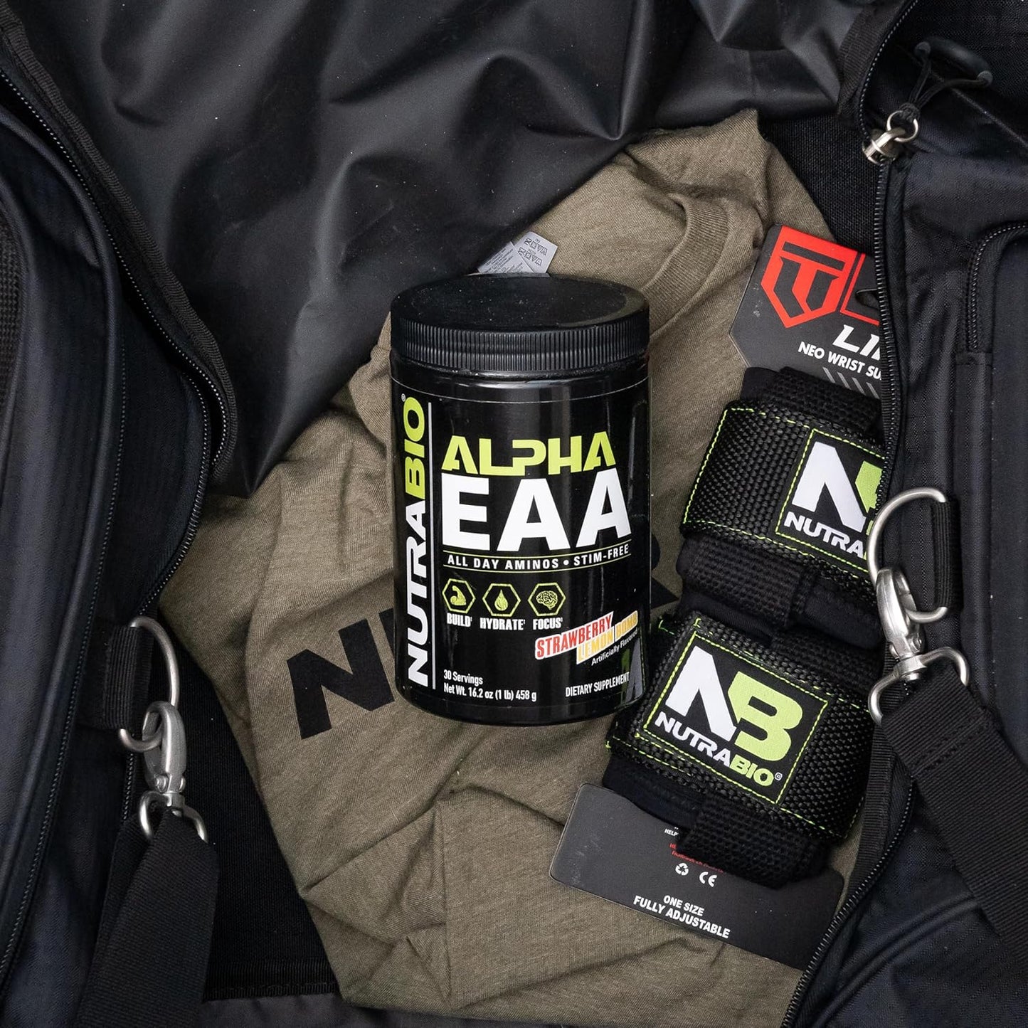 NutraBio Alpha EAA Amino Acid Supplement for Muscle Growth - Full Spectrum BCAA Powder - 30 Servings - Strawberry Lemon Flavor