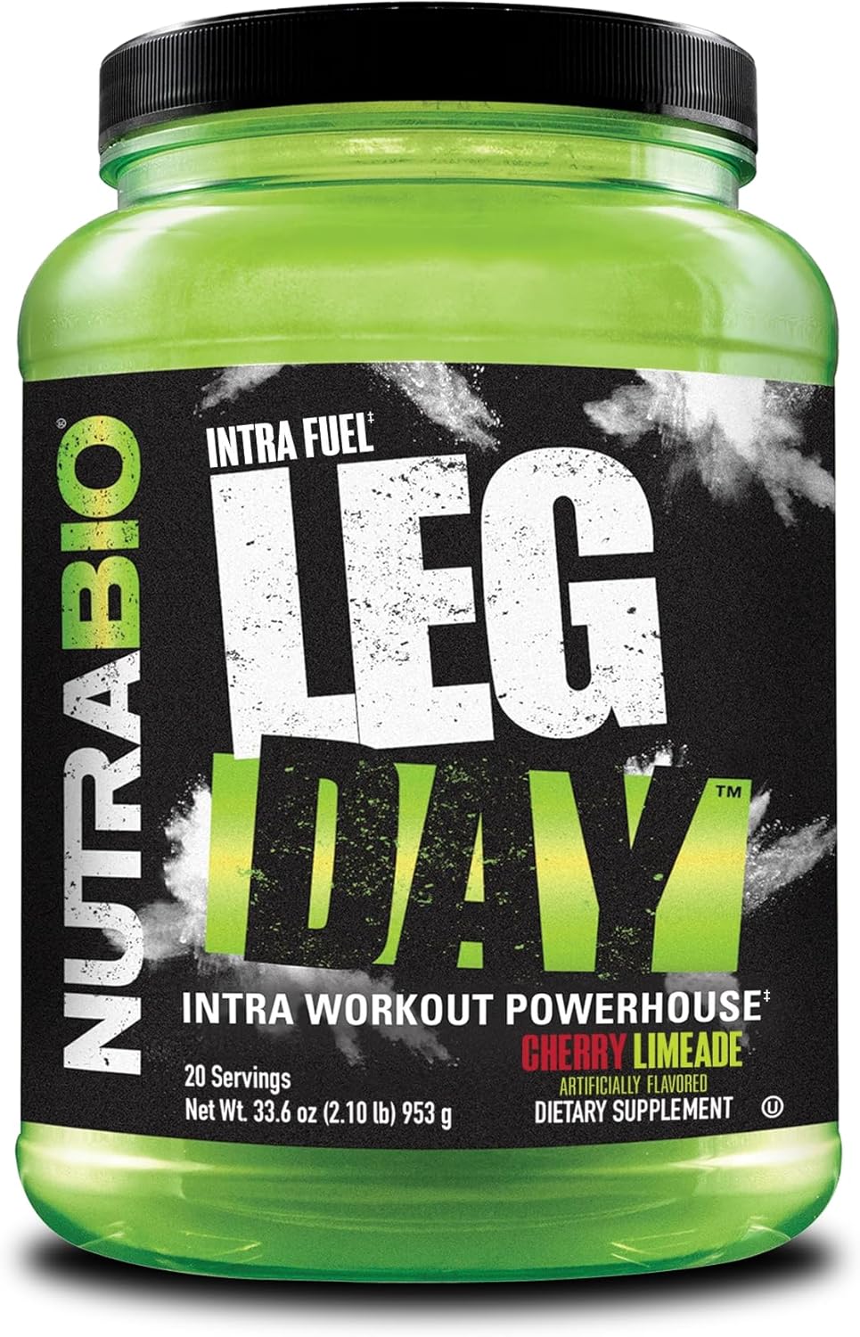 NutraBio Cherry Lime Leg Day Intra Carb Supplement with Electrolytes - Advanced Carbohydrate & Amino Acid Formula for Recovery & Performance
