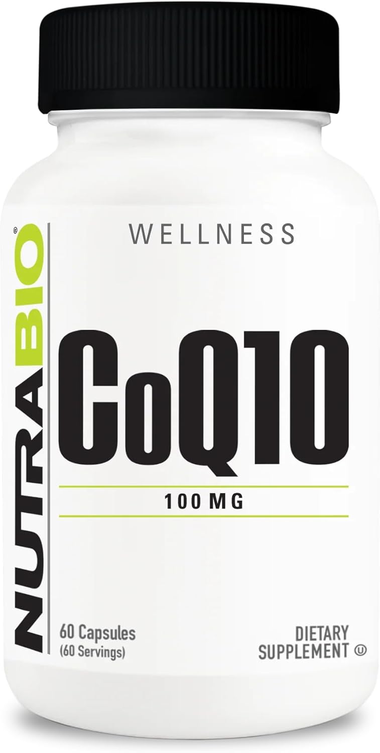 NutraBio CoQ10 Supplement for Heart Health & Energy, 100mg - 60 Capsules