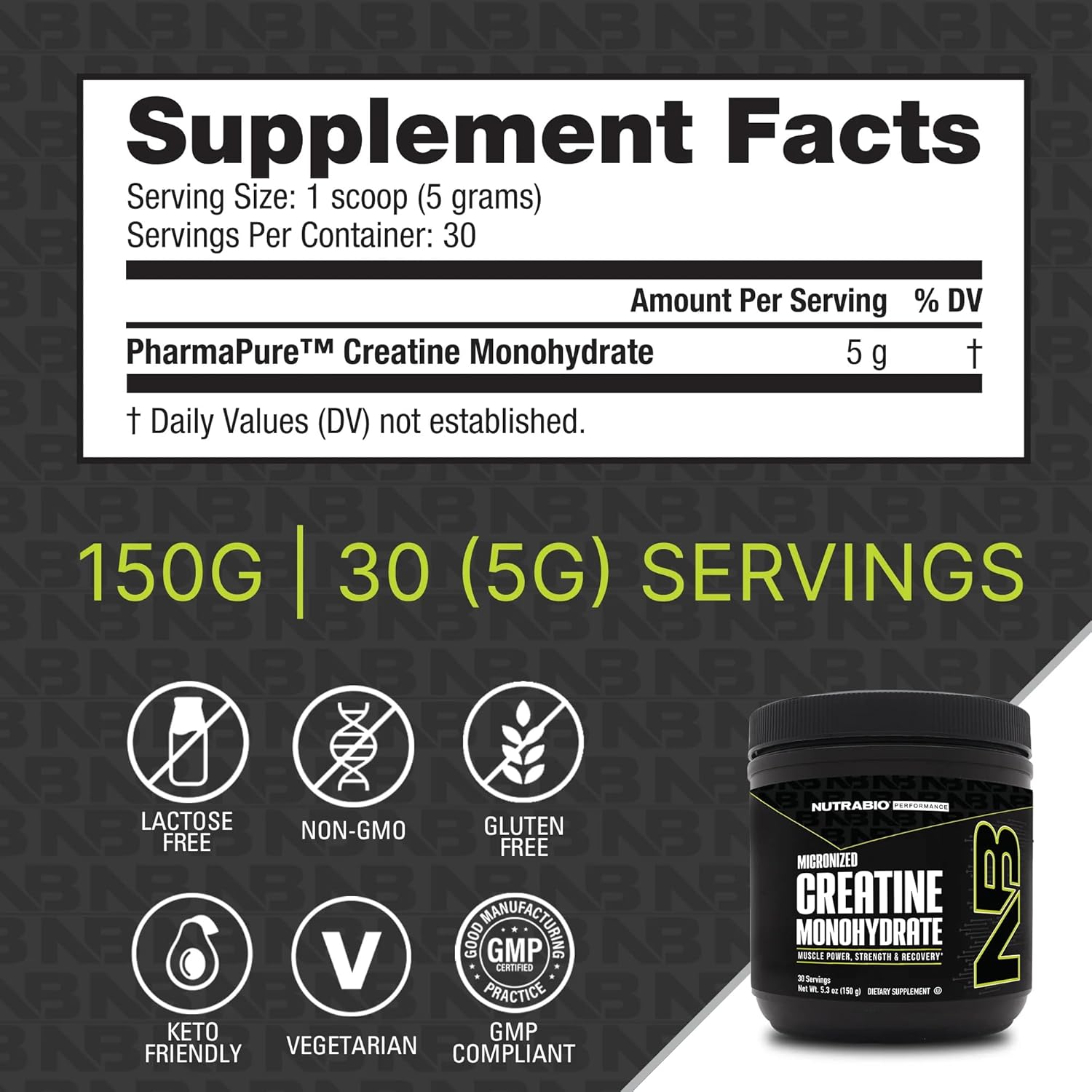 NutraBio Creatine Monohydrate and Whey Protein Isolate Bundle - Muscle Energy, Lean Muscle Growth, Recovery, Strength - Unflavored, 150g, Vanilla Caramel.