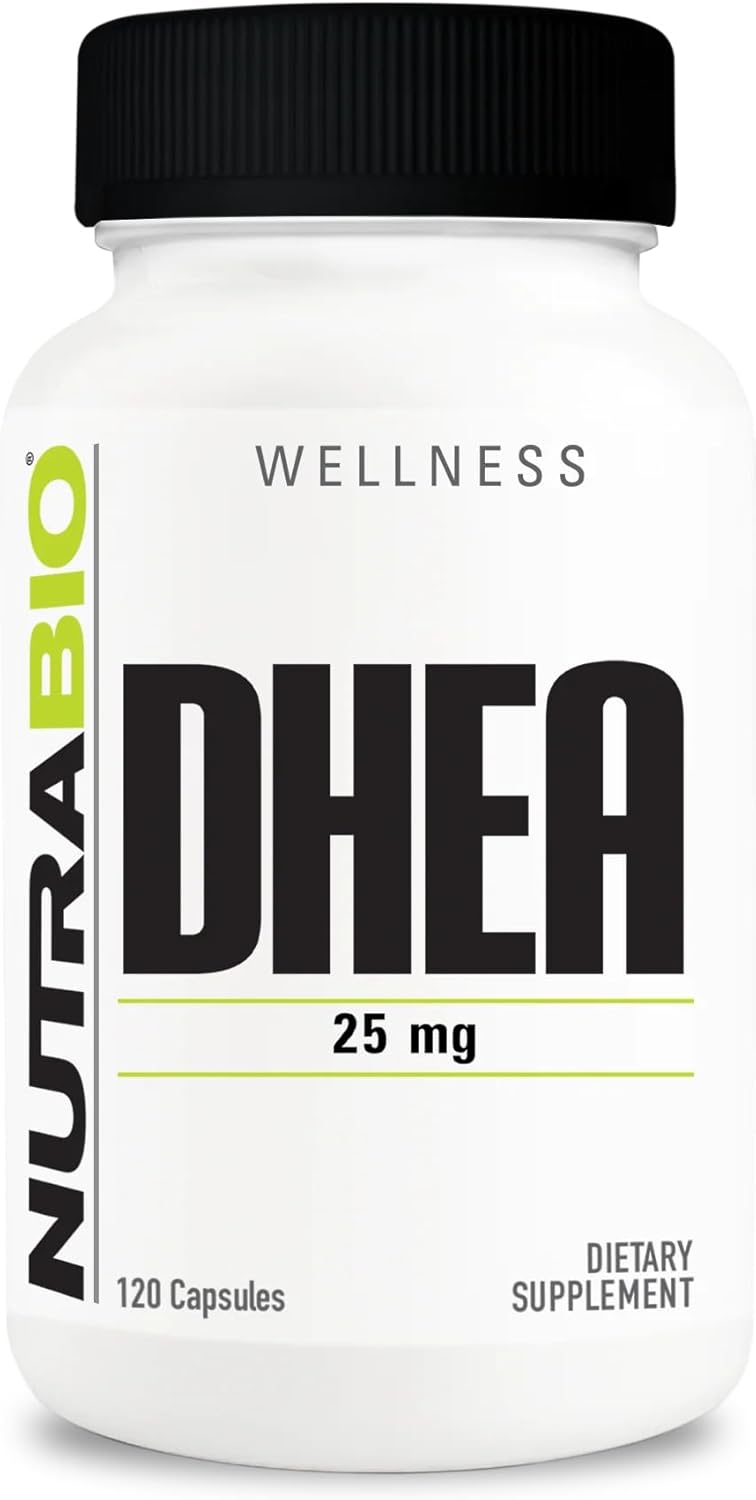 NutraBio DHEA Supplement 25mg - 120 Capsules for Men and Women