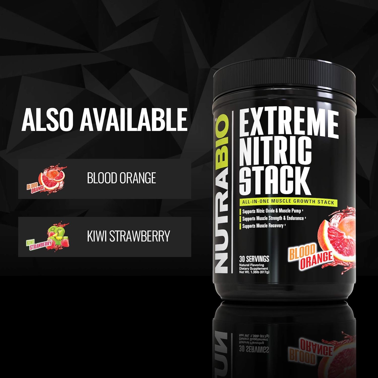 NutraBio Extreme Nitric Stack - Nitric Oxide & Cell Volumizing Formula (Kiwi Strawberry) - 30 Servings