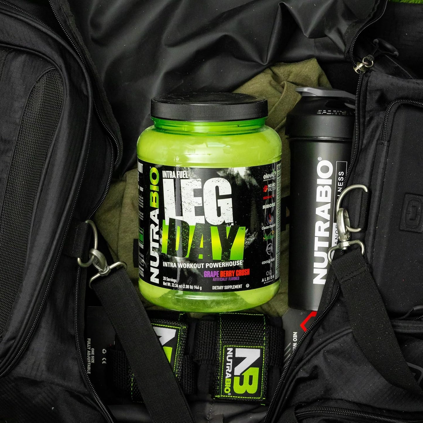 NutraBio Grape Berry Leg Day Intra Carb Supplement - 20 Servings - EAA/BCAA Amino Acid Formula