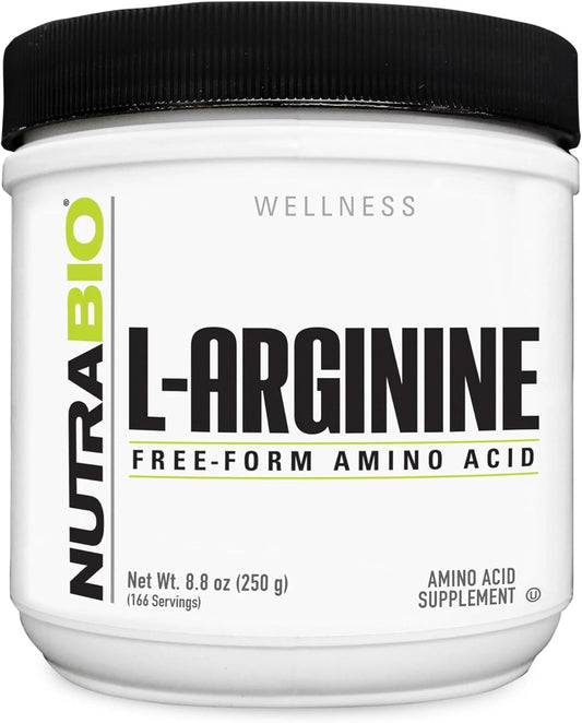 NutraBio L-Arginine Supplement 750mg - Promotes Nitric Oxide Production for Enhanced Blood Flow, Vascular Health, and Muscle Growth - 250g