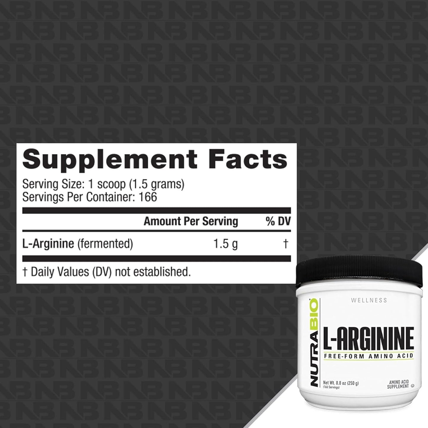 NutraBio L-Arginine Supplement 750mg - Promotes Nitric Oxide Production for Enhanced Blood Flow, Vascular Health, and Muscle Growth - 250g