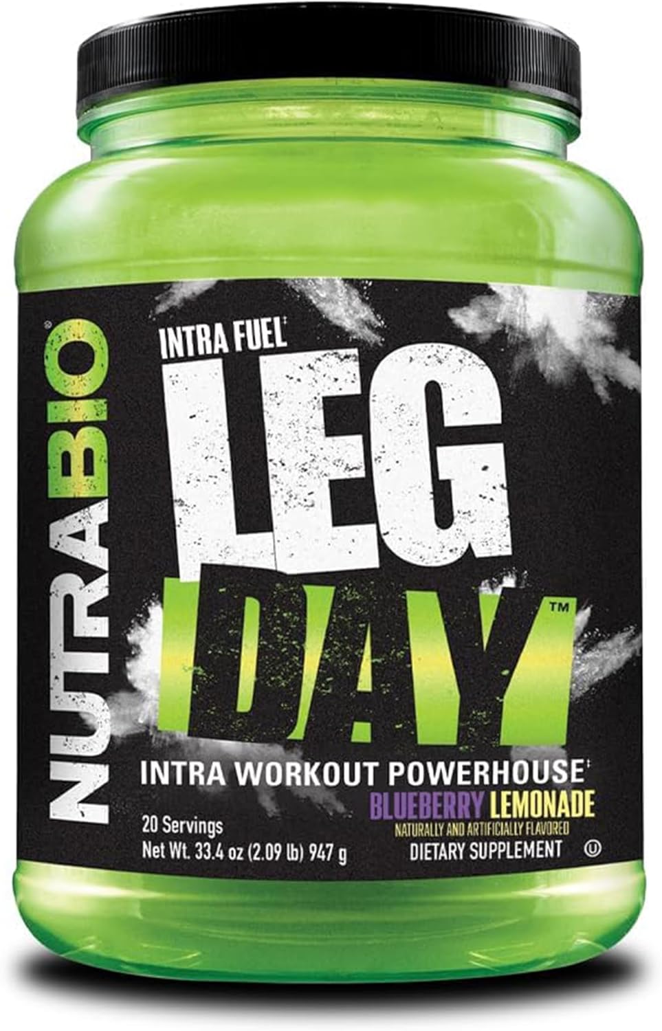 NutraBio Leg Day Intra Carb Supplement Blueberry Lemonade - Advanced Carbohydrate & Amino Acid Formula - Electrolyte Blend - 20 Servings