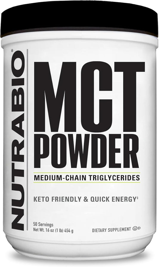 NutraBio MCT Powder - 1 lb. Powder for Lean Weight Gain and Keto Friendly Diet - 50 Servings