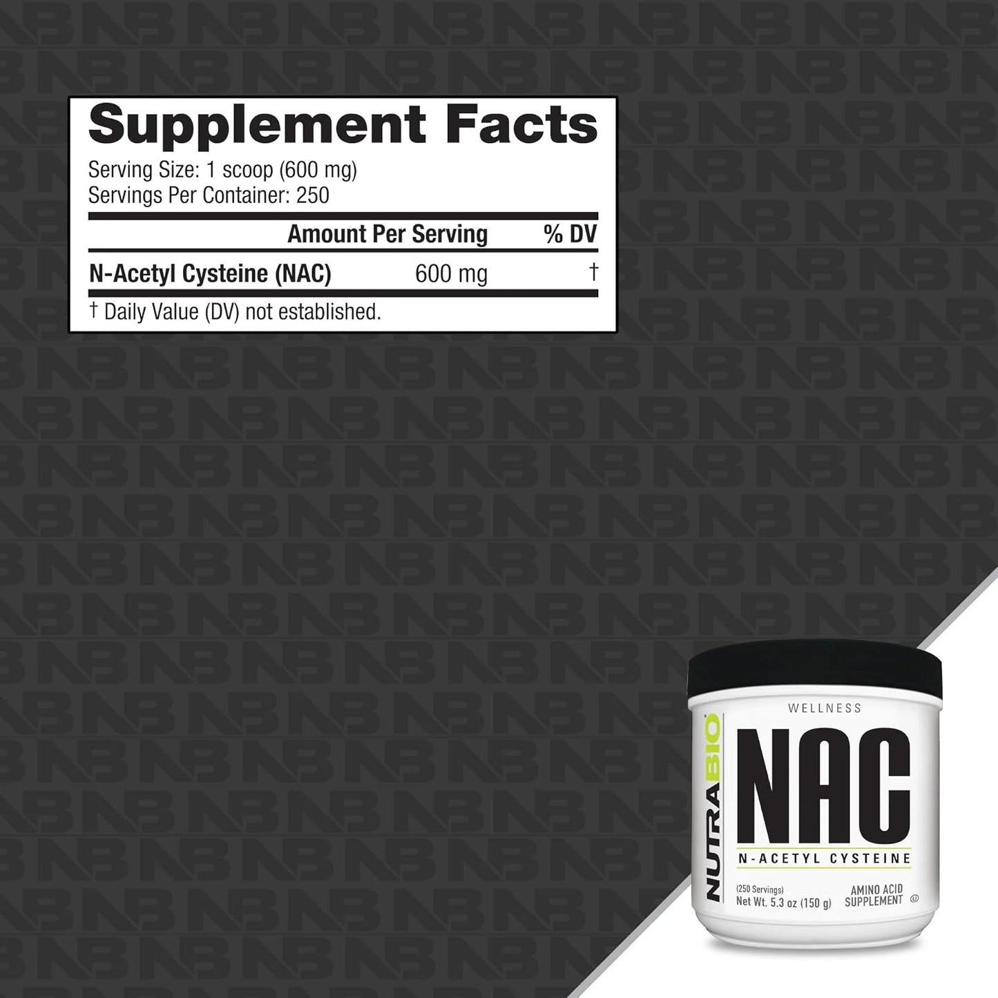 NutraBio N-Acetyl Cysteine (NAC) Powder Supplement - 150g, 600mg Serving - Immune Support, Antioxidant - Non-GMO, Gluten-Free, No Fillers