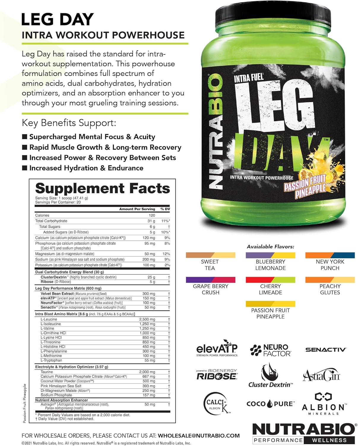 NutraBio Peach Mango Leg Day Intra Carb Supplement with Advanced Carbohydrate Complex and Amino Acid Formula for Recovery and Performance
