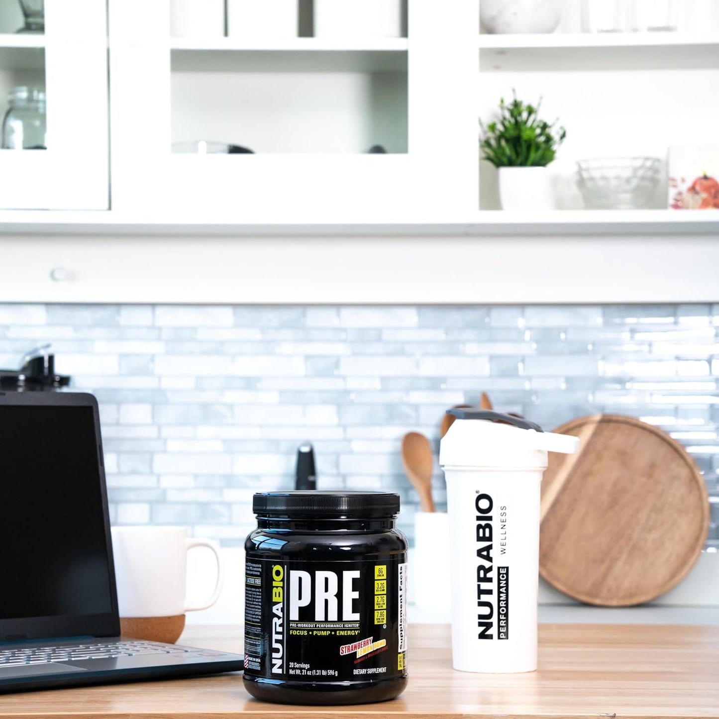 NutraBio PRE Workout Powder - Strawberry Lemon Bomb Flavor - Clinically Dosed Formula with Beta Alanine, Creatine, Caffeine, Electrolytes - 20 Servings for Sustained Energy and Mental Focus
