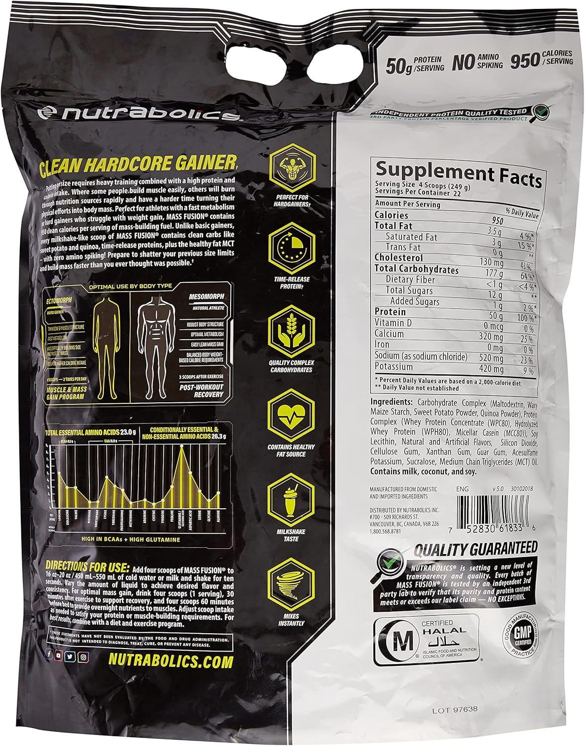 Nutrabolics Mass Fusion Vanilla Shake Protein Powder - 12 lb (29 Servings)
