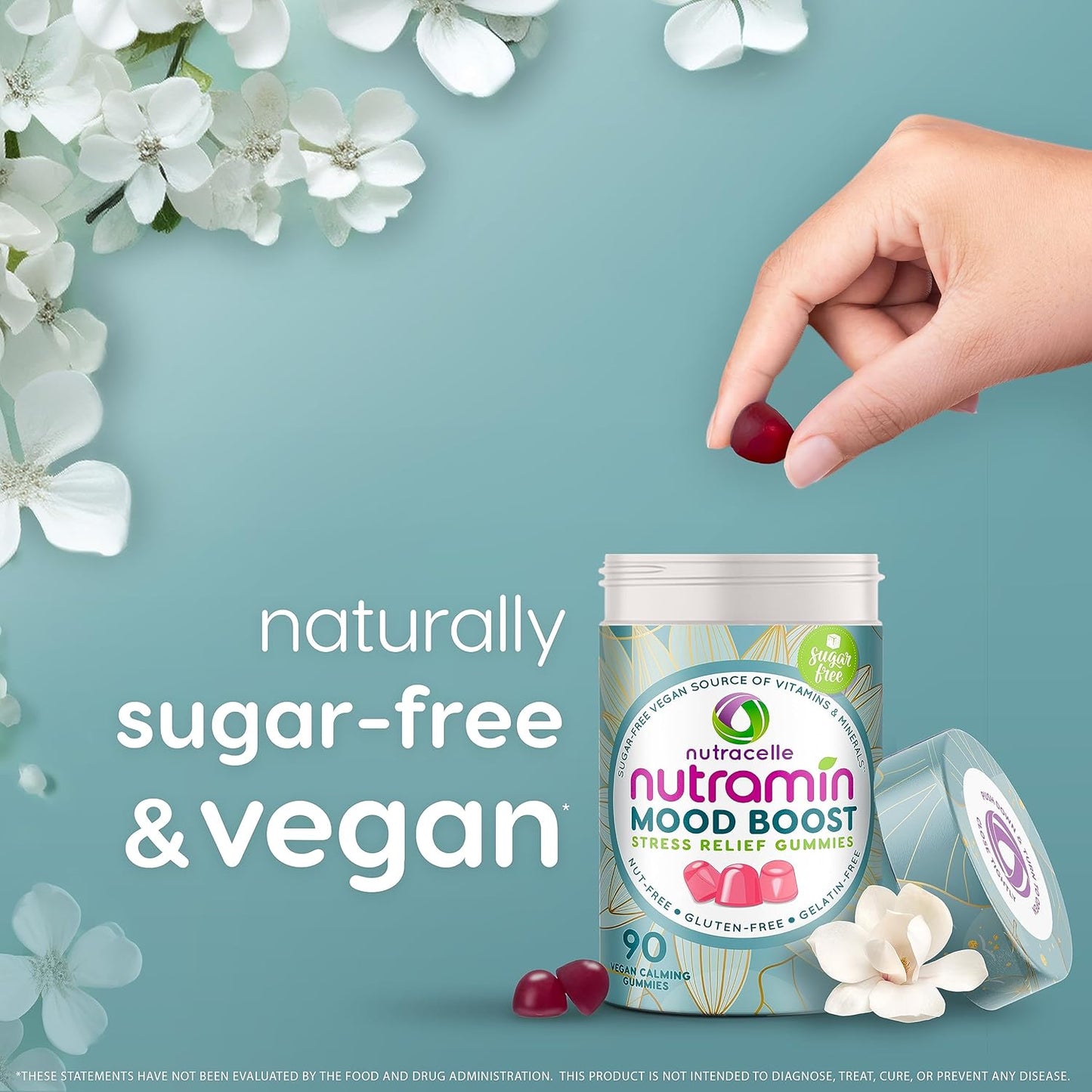 Nutracelle NUTRAMIN Mood Boost Multivitamin Gummies - Anti-Stress & Focus Formula with Magnesium, Ashwagandha, B Complex Vitamins - 90 Count, Sugar-Free & Vegan