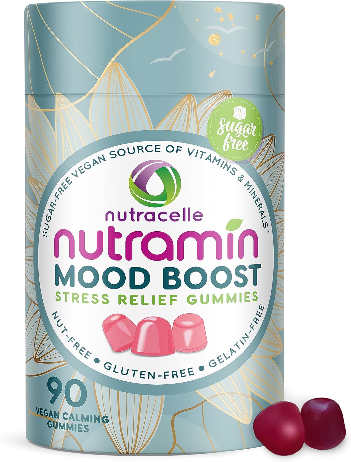 Nutracelle NUTRAMIN Mood Boost Multivitamin Gummies - Anti-Stress & Focus Formula with Magnesium, Ashwagandha, B Complex Vitamins - 90 Count, Sugar-Free & Vegan