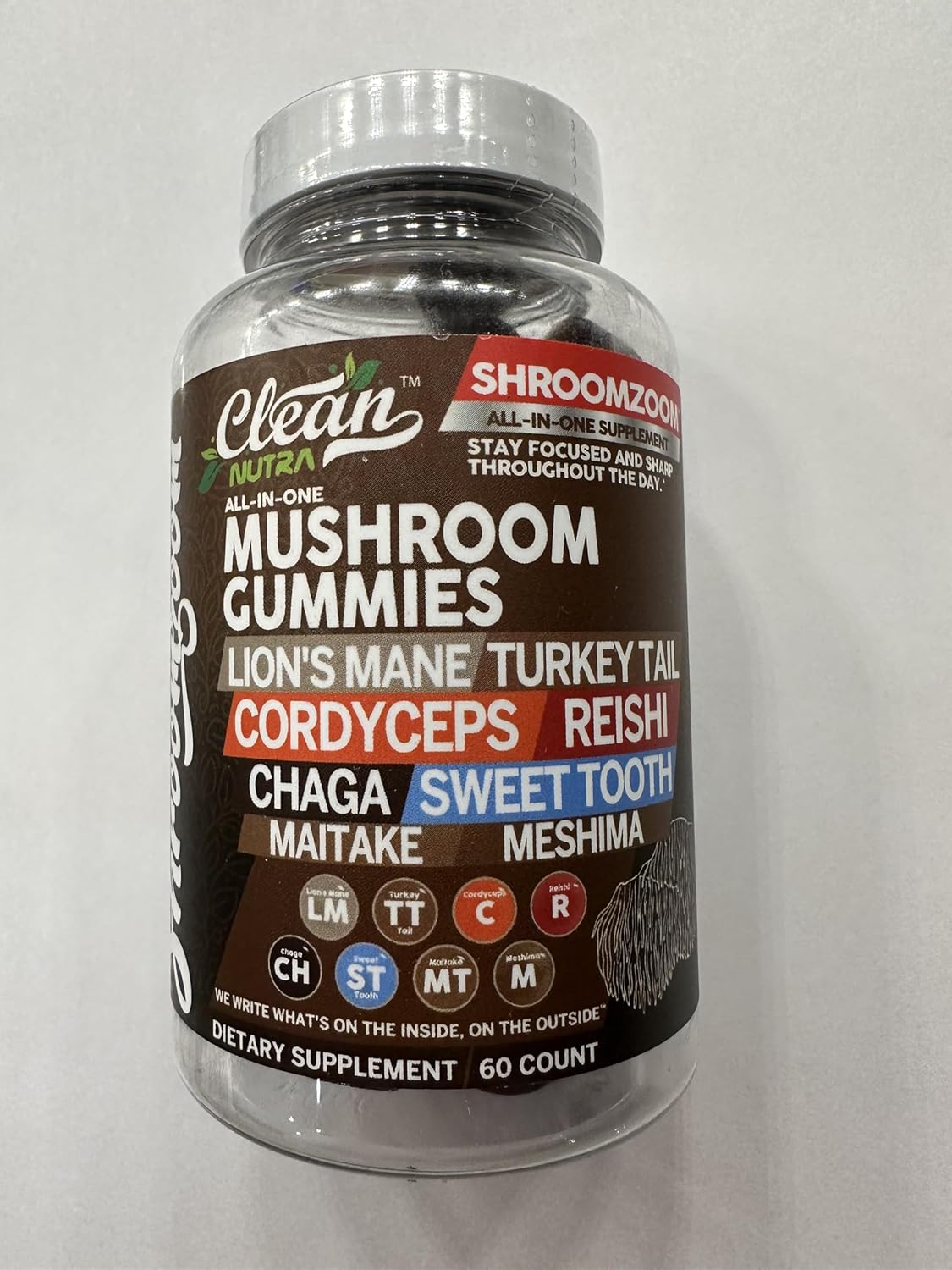 Nutraceutical 15in1 Mushroom Gummies with Lion's Mane, Turkey Tail, Cordyceps, Reishi, Chaga, Maitake, Shiitake Mushrooms - 2Pack