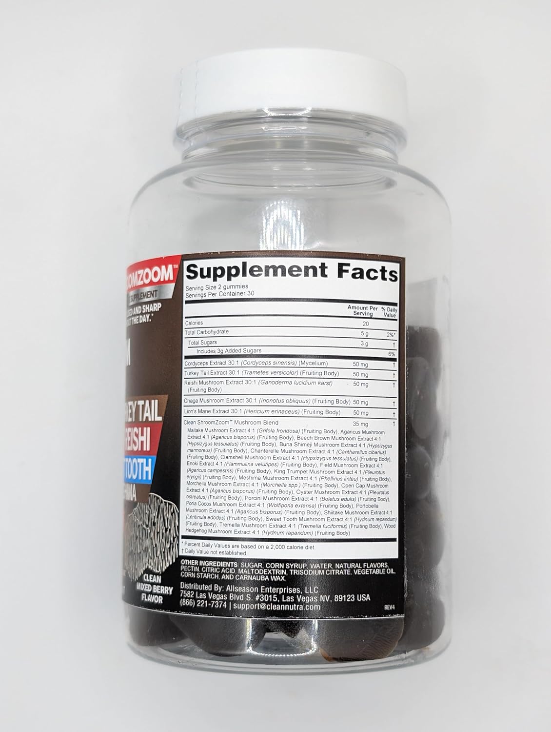 Nutraceutical 15in1 Mushroom Gummies with Lion's Mane, Turkey Tail, Cordyceps, Reishi, Chaga, Maitake, Shiitake Mushrooms - 2Pack