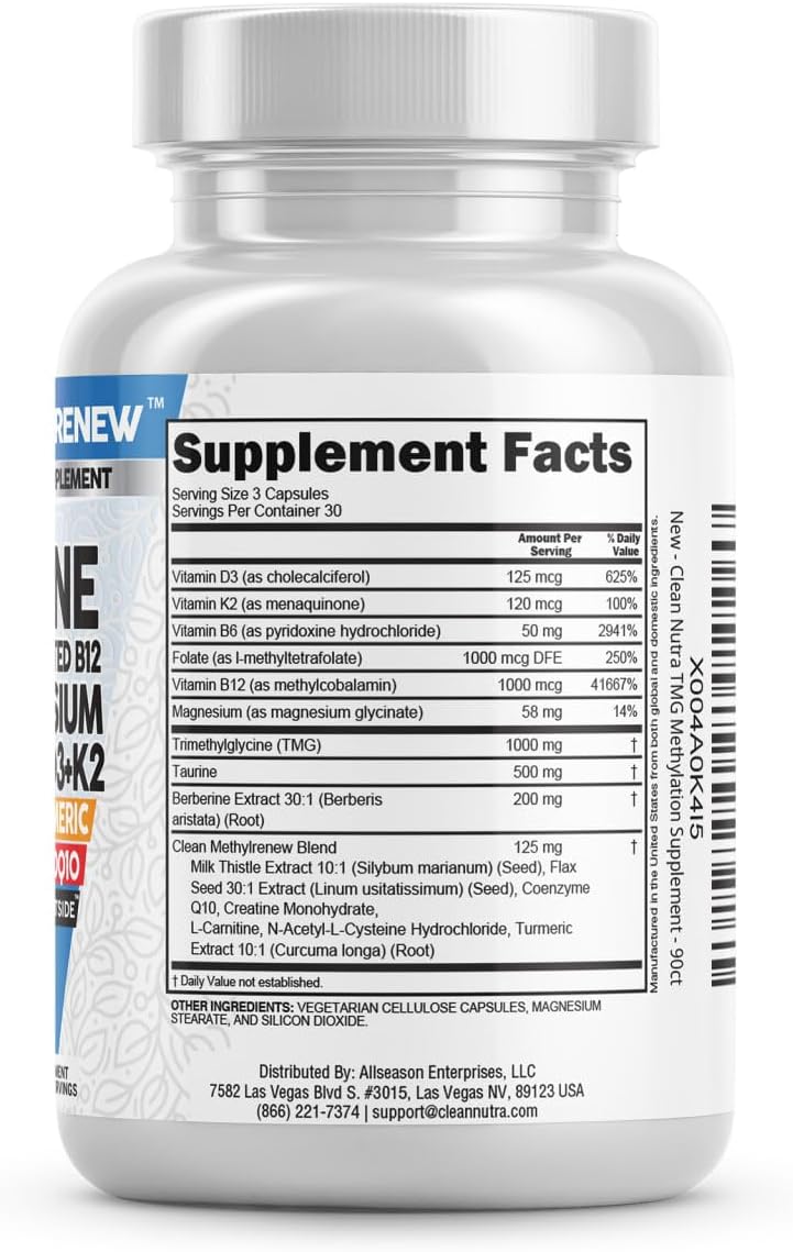 Nutraceutical Methylated Multivitamin for Women and Men with TMG, B6, B12, D3, K2, Magnesium, Methylfolate, Milk Thistle, Omega 3, Turmeric, NAC, L Carnitine, Creatine, COQ10, B Complex - Capsules