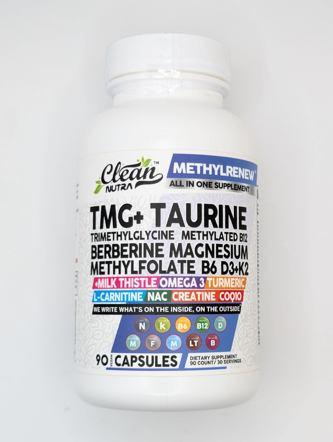 Nutraceutical Methylated Multivitamin for Women and Men with TMG, B6, B12, D3, K2, Magnesium, Methylfolate, Milk Thistle, Omega 3, Turmeric, NAC, L Carnitine, Creatine, COQ10, B Complex - Capsules