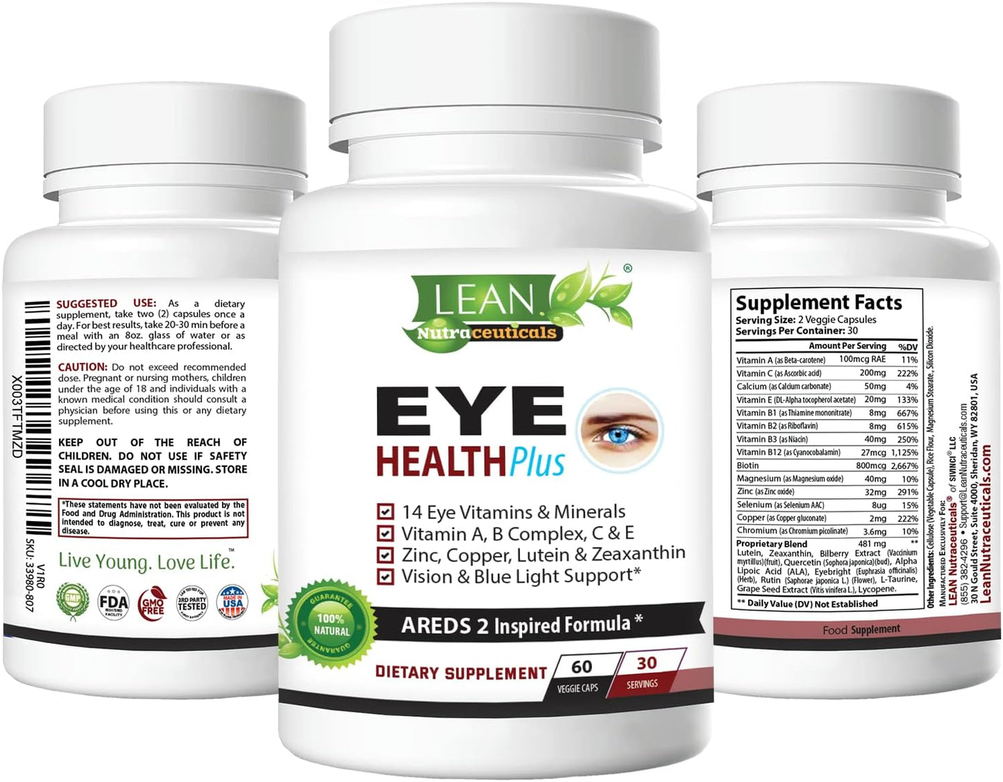 Nutraceuticals Areds 2 Eye Health Supplement with Copper, Vitamins & Minerals for Adults - Sight Care, Dryness, Strain, Night Vision - 60 Capsules