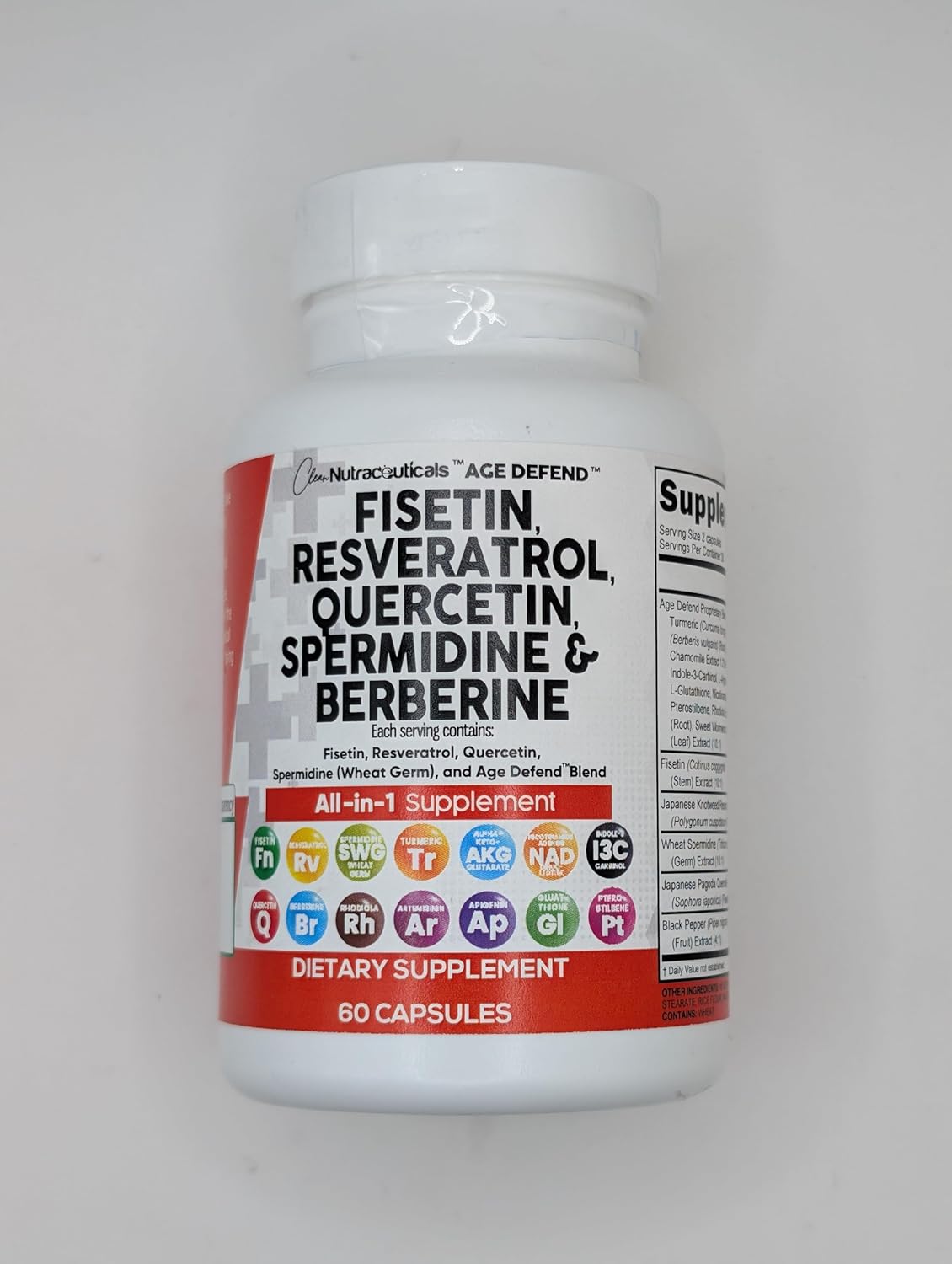 Nutraceuticals Blend for Longevity: Fisetin, Quercetin, Resveratrol, Spermidine, Wheat Germ Extract - Health Supplement with Berberine, Collagen, Rhodiola, Apigenin