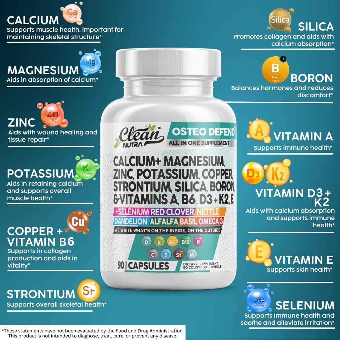 Nutraceuticals Calcium Magnesium Zinc Supplement with Essential Minerals & Vitamins for Bone Health in Men & Women