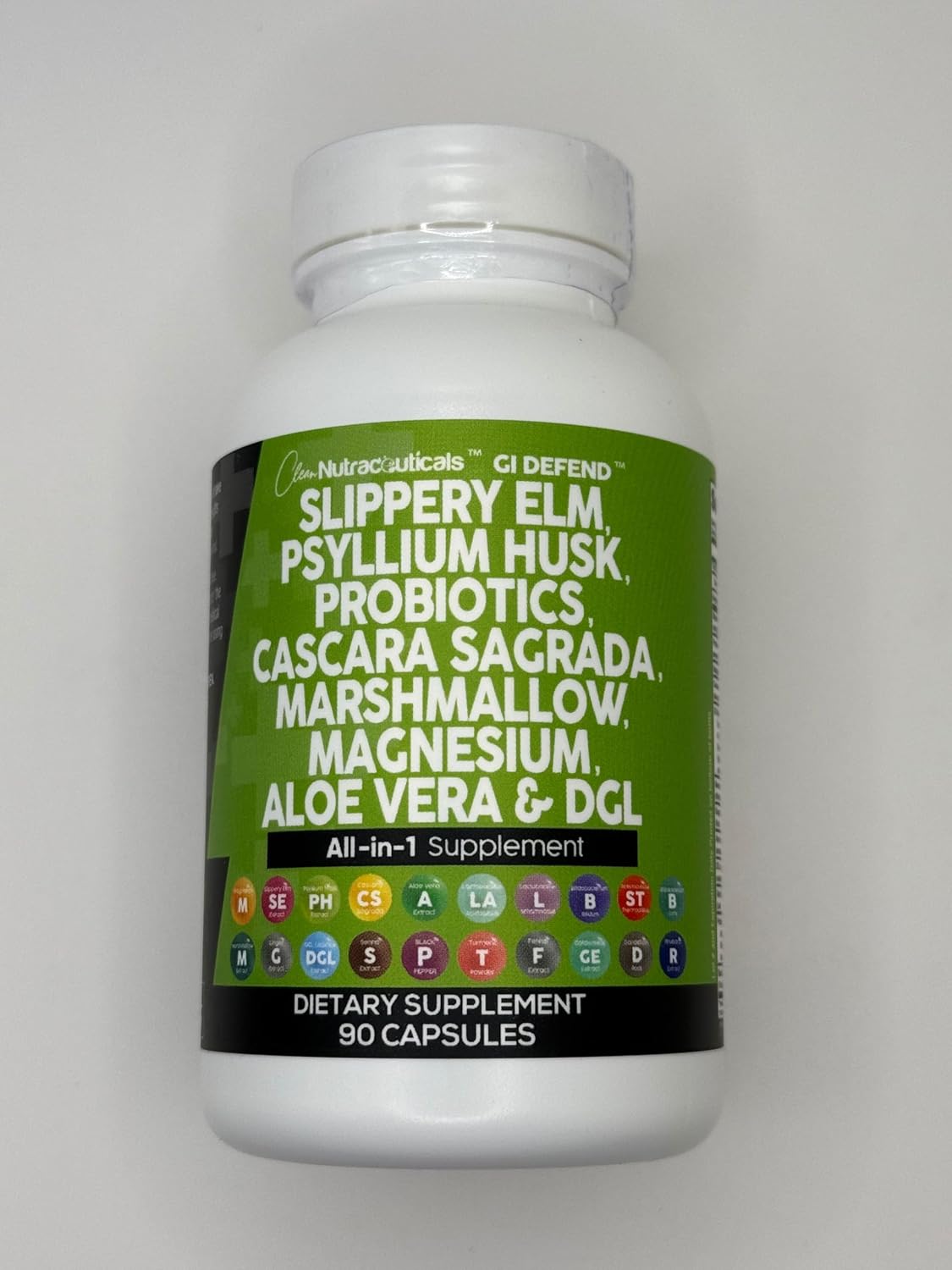 Nutraceuticals Digestive Gut Health Supplement with Slippery Elm, Psyllium Husk, Probiotics, Aloe Vera, and Herbal Extracts