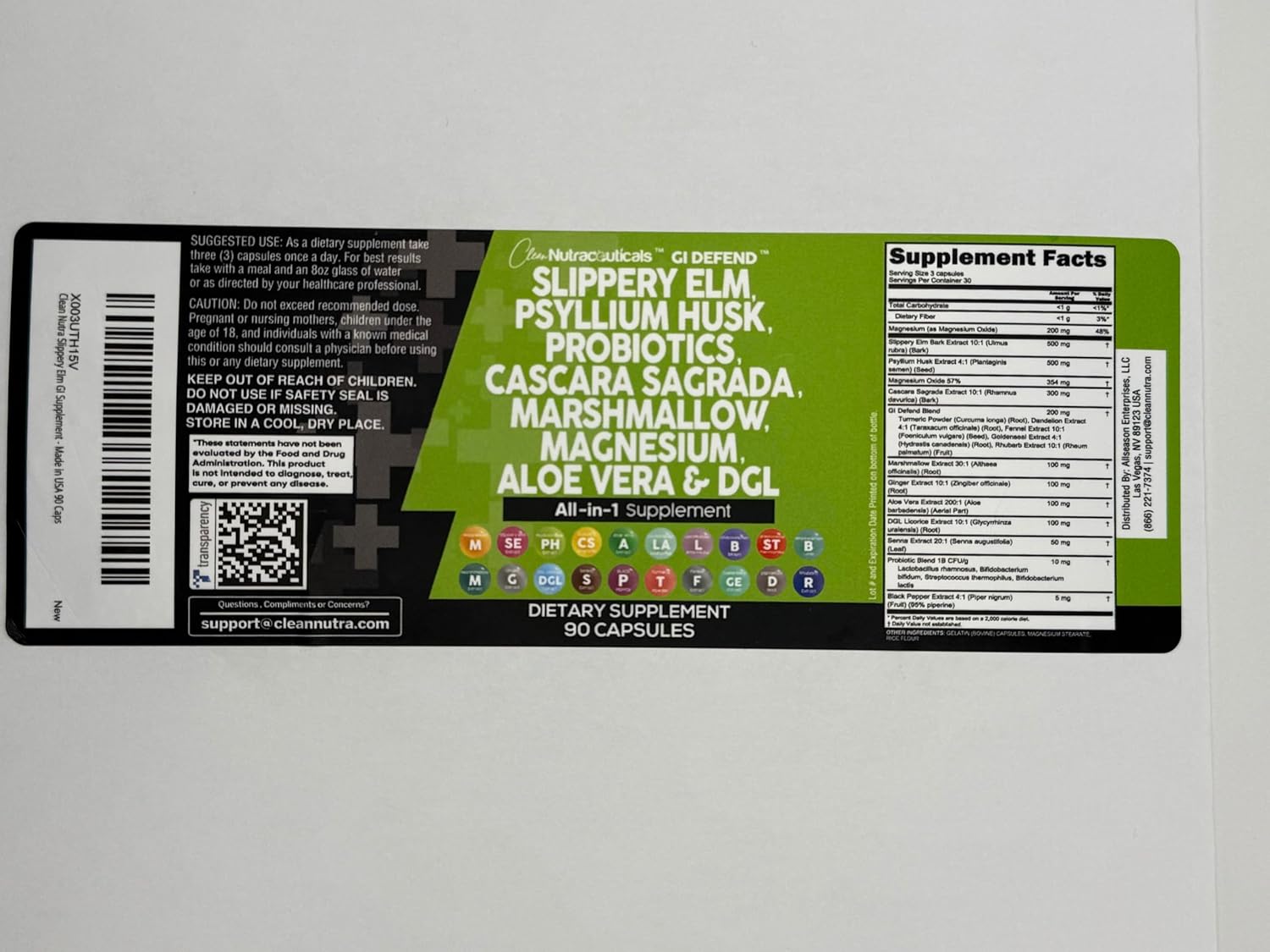 Nutraceuticals Digestive Gut Health Supplement with Slippery Elm, Psyllium Husk, Probiotics, Aloe Vera, and Herbal Extracts