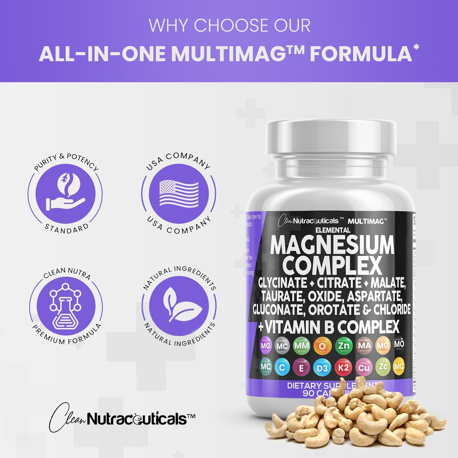 Nutraceuticals Magnesium Complex with Multiple Forms of Magnesium, Zinc, Copper, Manganese, and Vitamin C - 1 Pack