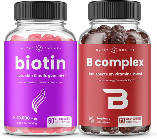 NutraChamps Biotin and B Complex Gummy Vitamins for Hair, Skin, and Nails Support