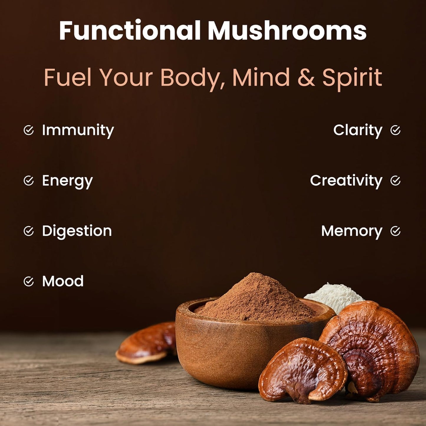 NutraChamps Super Greens & Mushrooms Blend for Brain, Gut, and Body Support