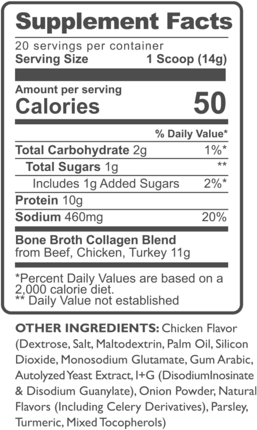 NUTRACOLLAGEN Bone Broth Protein Powder: Non-GMO, Keto & Paleo Friendly; Supports Joint, Gut, Muscle, and Bone Health. 11g Collagen, 10g Protein, Chicken Flavor - 20 Servings