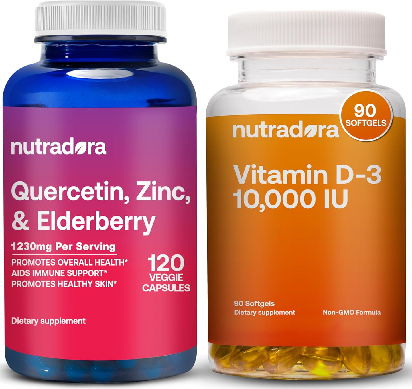 Nutradora Immune Support Bundle - Quercetin and Vitamin D3 for Stronger Immunity and Healthy Bones
