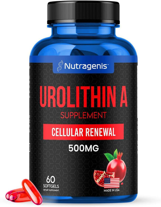 Nutragenis Urolithin A Softgel Supplement - 60 Count - Promotes Cellular Renewal & Muscle Strength - USA-Made Mitoceutical