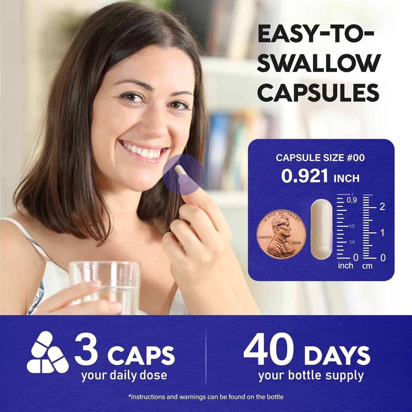 NUTRAHARMONY Choline 800 mg Capsules - Vegan Brain & Cognitive Support Supplement - Focus & Attention Formula - Non-GMO, Lab Tested - 120 Count, 40 Day Supply