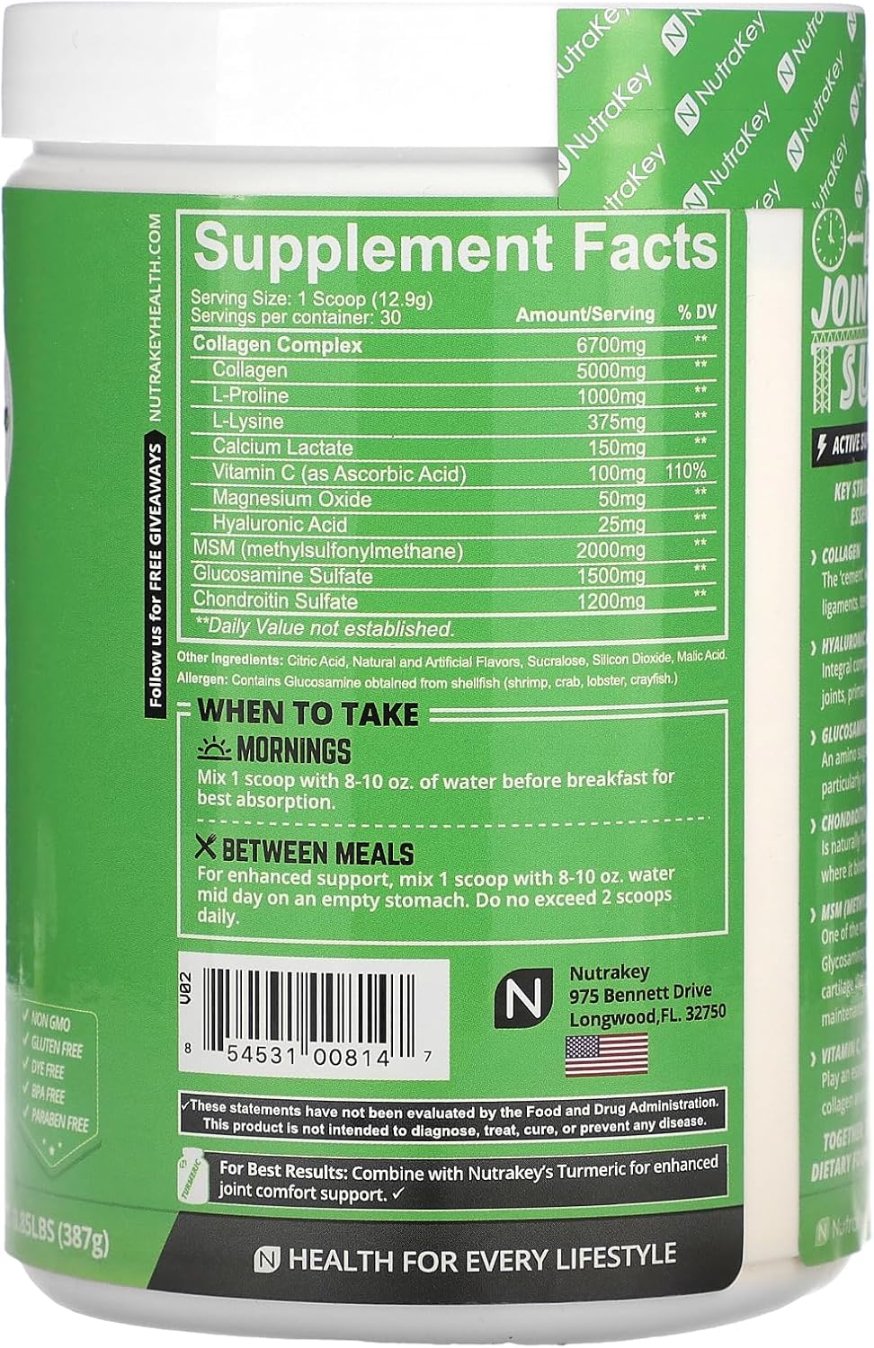 NutraKey Innoflex Joint Supplement with Glucosamine, Chondroitin, MSM, Hyaluronic Acid, and Collagen