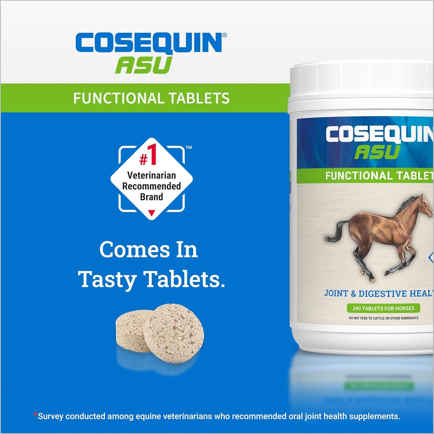 Nutramax Cosequin ASU Joint & Digestive Health Functional Tablets for Horses - 240 Tablets