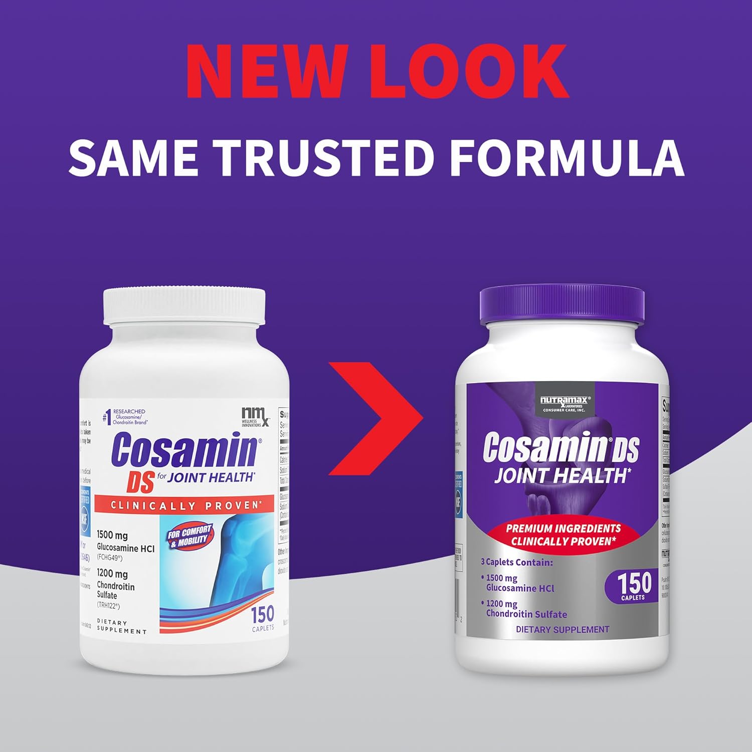 Nutramax Laboratories Cosamin DS Joint Health Supplement, 150 Easy-to-Swallow Caplets, with Glucosamine & Chondroitin