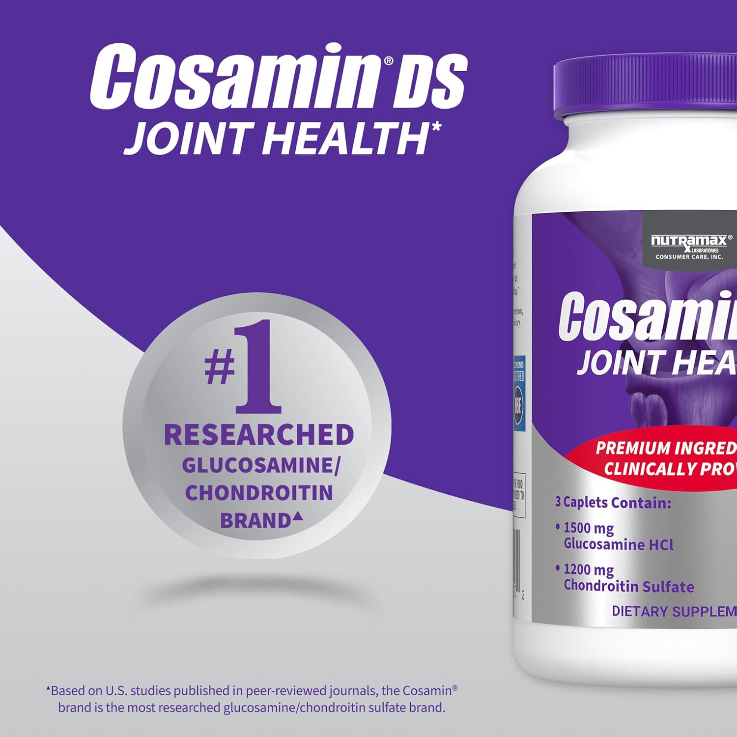 Nutramax Laboratories Cosamin DS Joint Health Supplement, 150 Easy-to-Swallow Caplets, with Glucosamine & Chondroitin