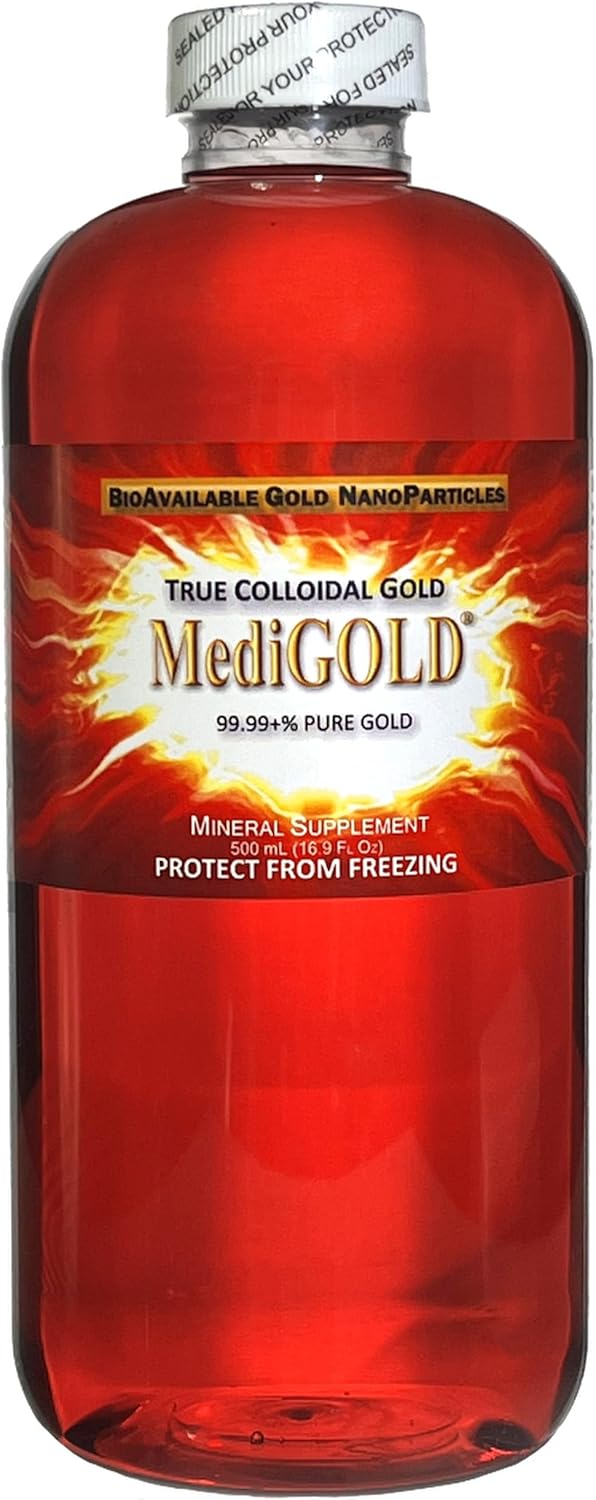 Nutraneering MediGOLD® True Colloidal Gold AuNP Supplement - 500 mL Clear Plastic Bottle