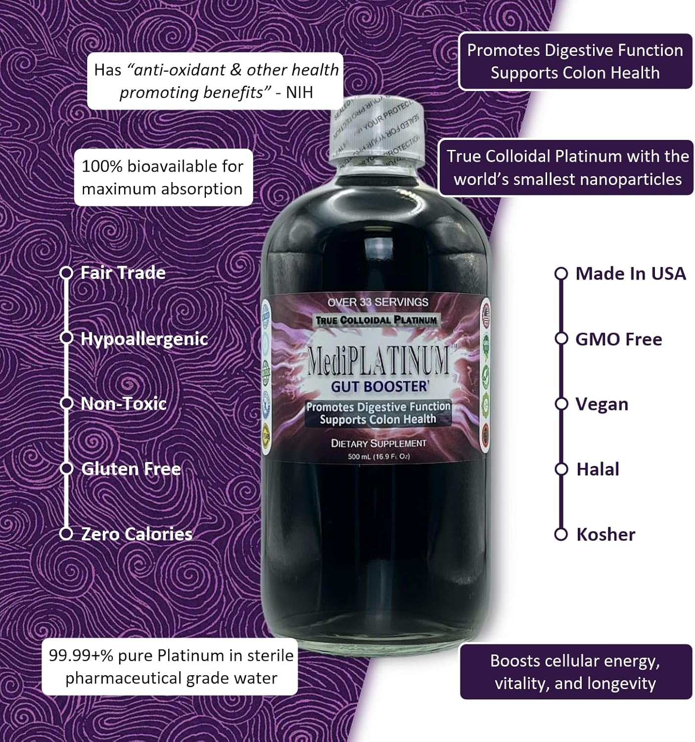Nutraneering MediPLATINUM True Colloidal Platinum Dietary Supplement - 250 mL Clear BPA-Free Bottle