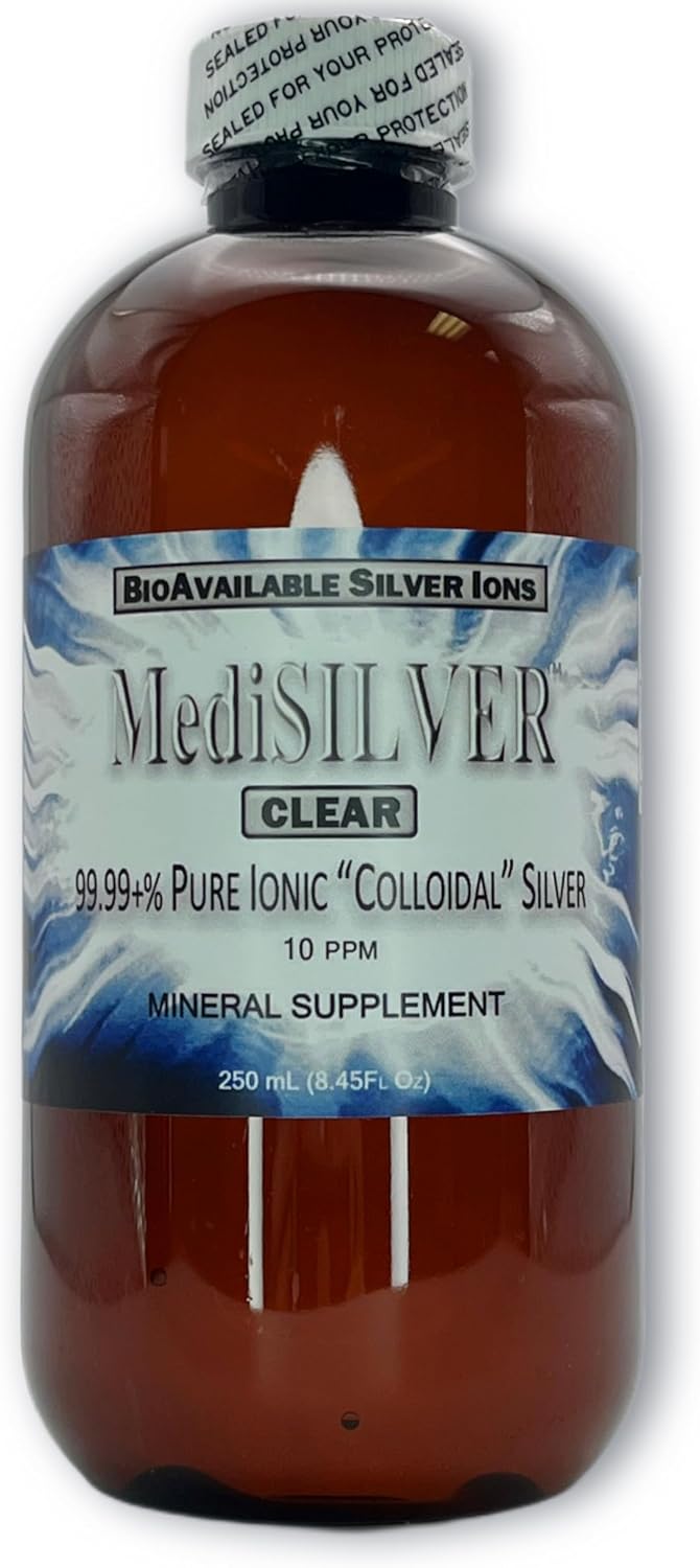 Nutraneering MediSILVER Clear True Free Ionic Colloidal Silver Supplement - 250 mL Bottle